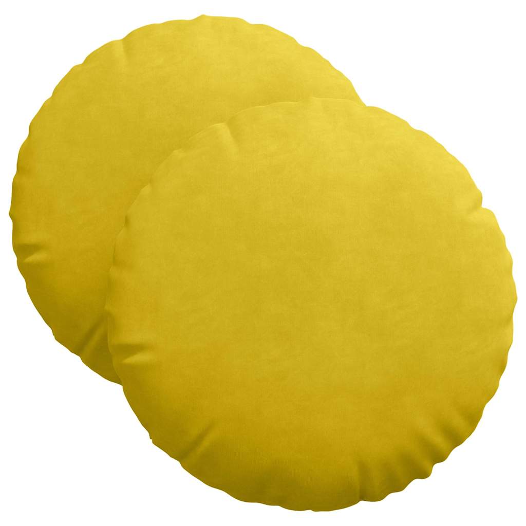 Almofadas de Assento 2 pcs Amarelo Ø80 x 29 cm Veludo