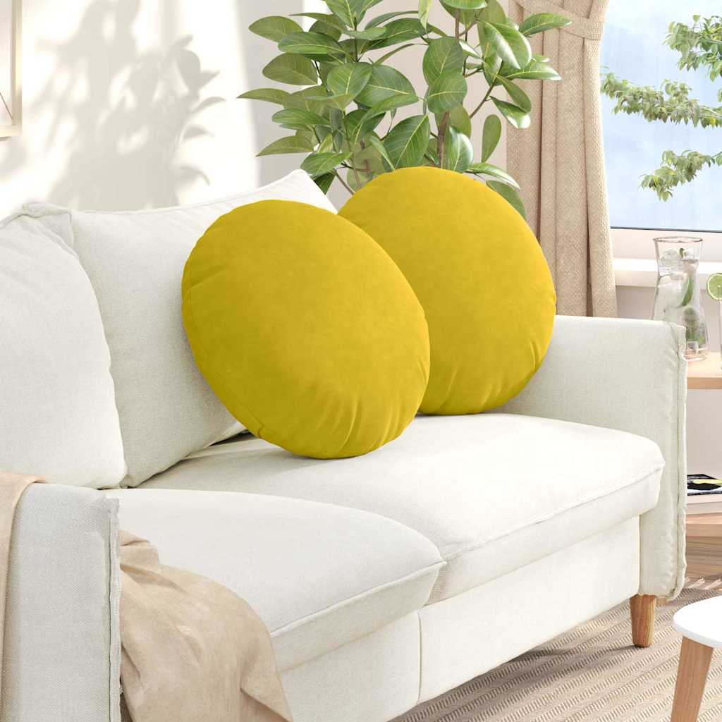 Almofadas de Assento 2 pcs Amarelo Ø80 x 29 cm Veludo