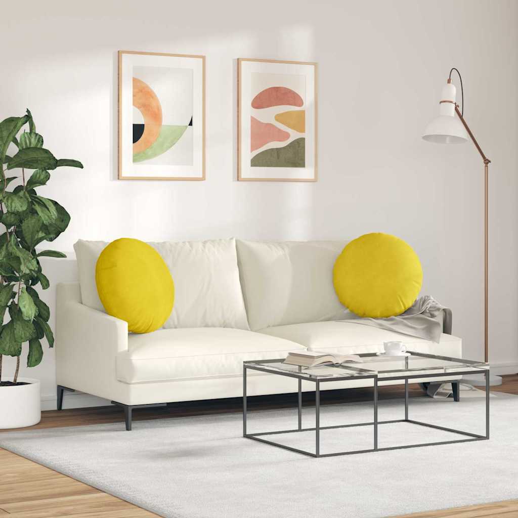 Almofadas de Assento 2 pcs Amarelo Ø80 x 29 cm Veludo