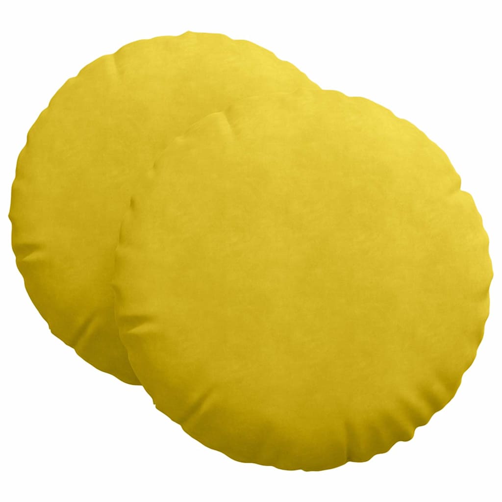 Almofadas de Assento 2 pcs Amarelo Ø80 x 29 cm Veludo