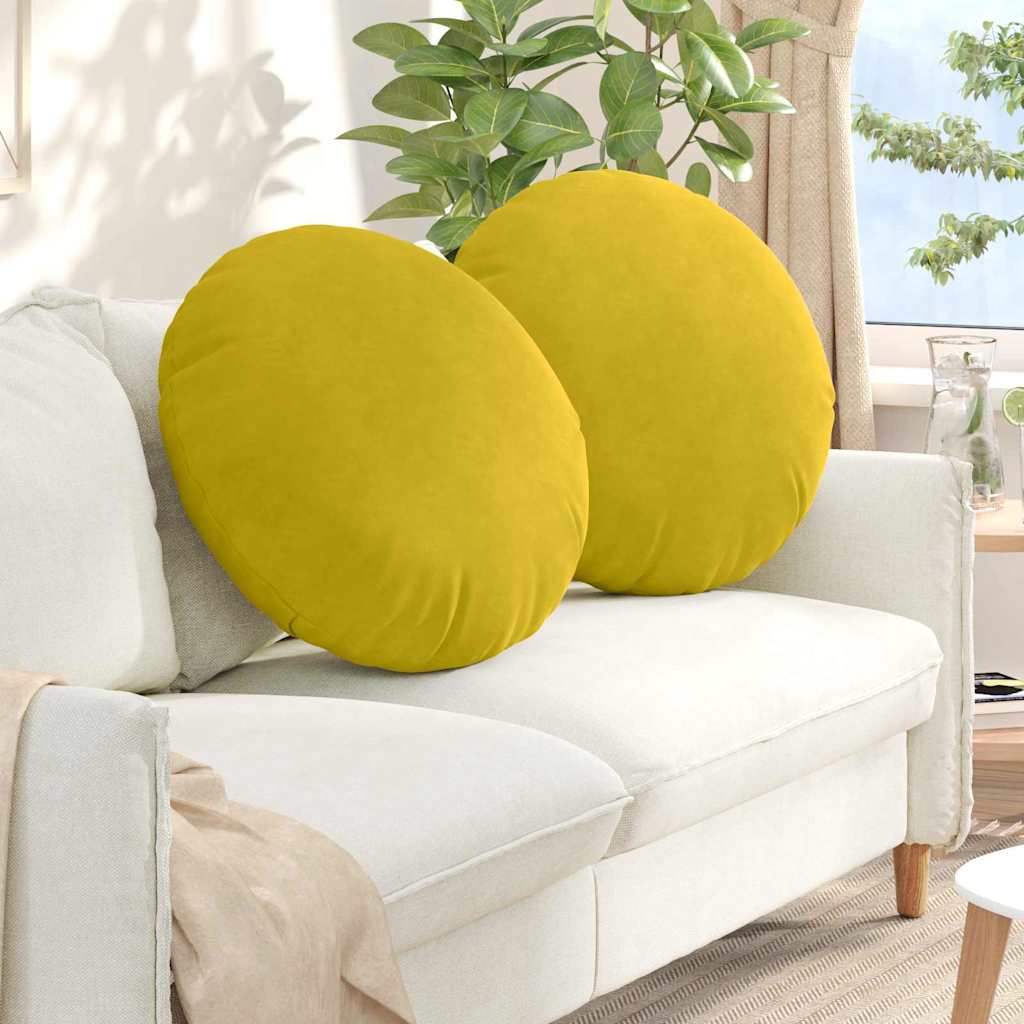 Almofadas de Assento 2 pcs Amarelo Ø80 x 29 cm Veludo