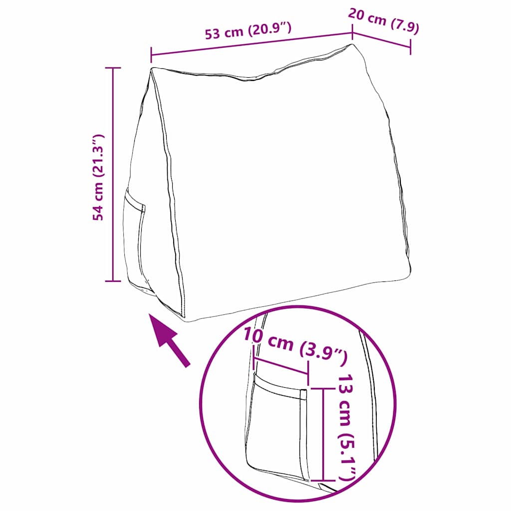 Travesseiro para Costas Amarelo Claro 45 x 20 x 35 cm tecido