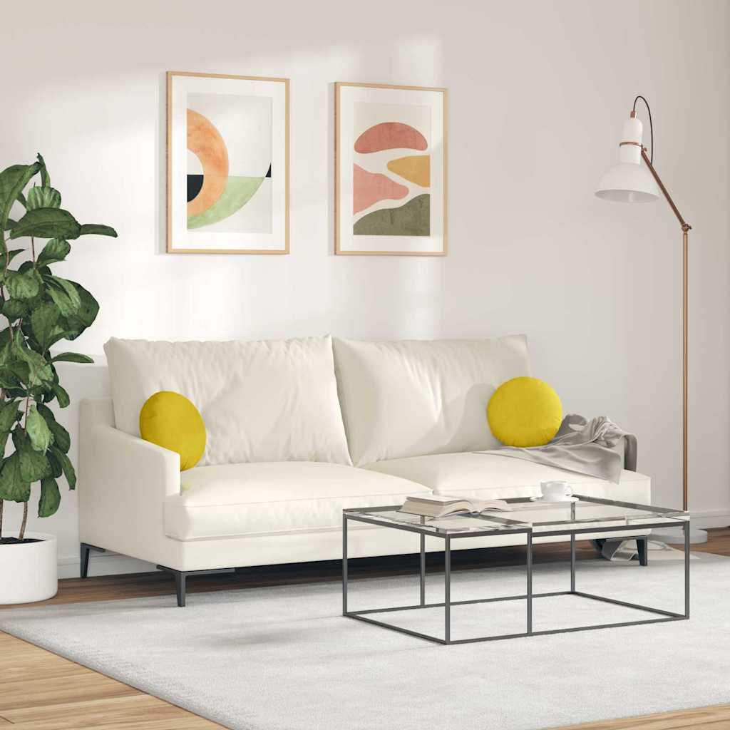 Almofadas de Assento 2 pcs Amarelo Ø80 x 29 cm Veludo