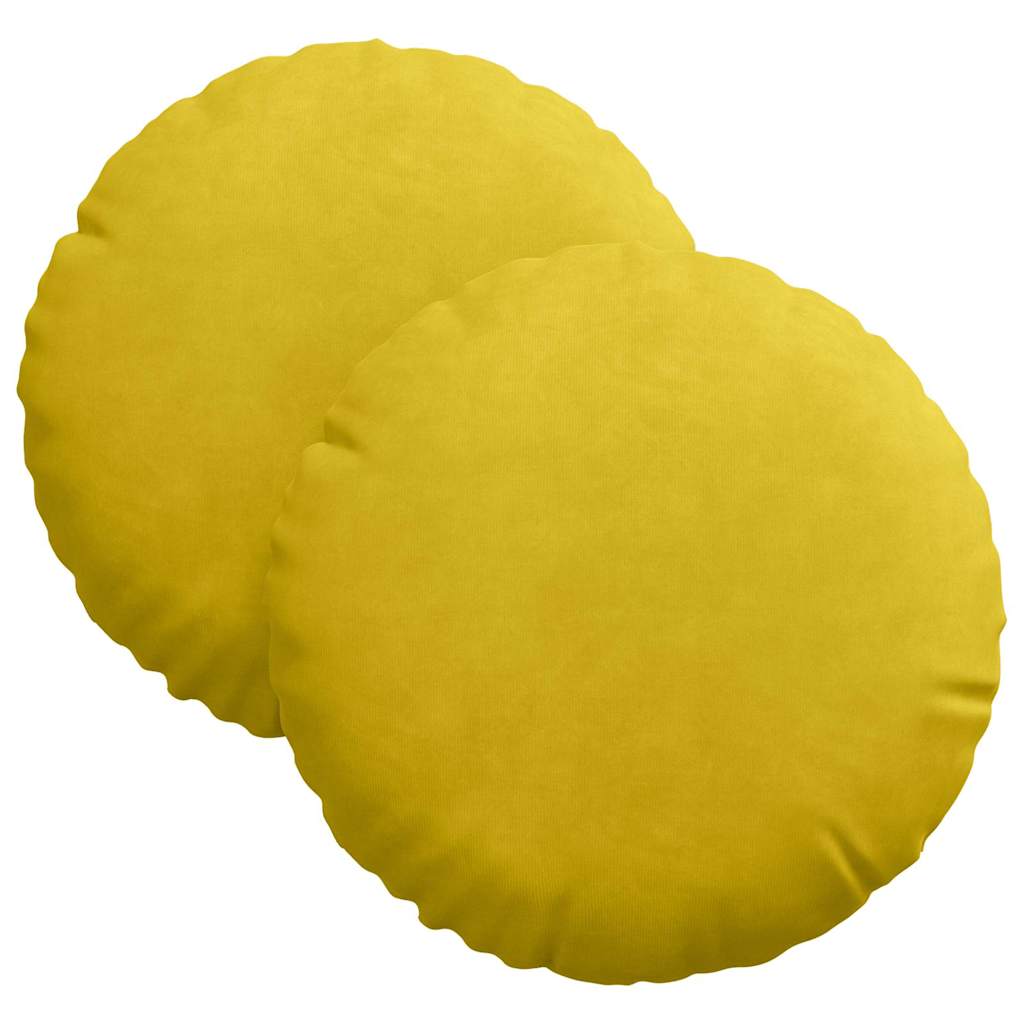 Almofadas de Assento 2 pcs Amarelo Ø80 x 29 cm Veludo