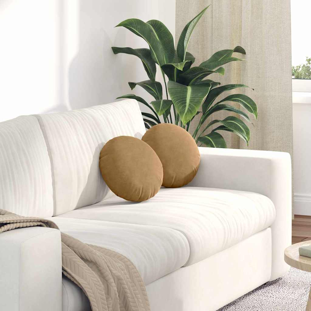 Almofadas de Assento 2 pcs Amarelo Ø80 x 29 cm Veludo