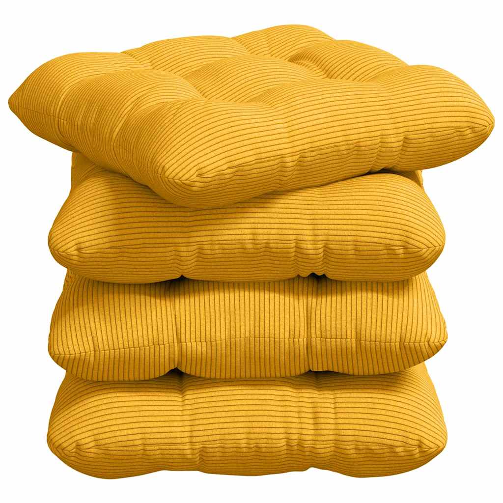 Almofadas de Assento 4 pcs Amarelo Claro 40 x 40 cm