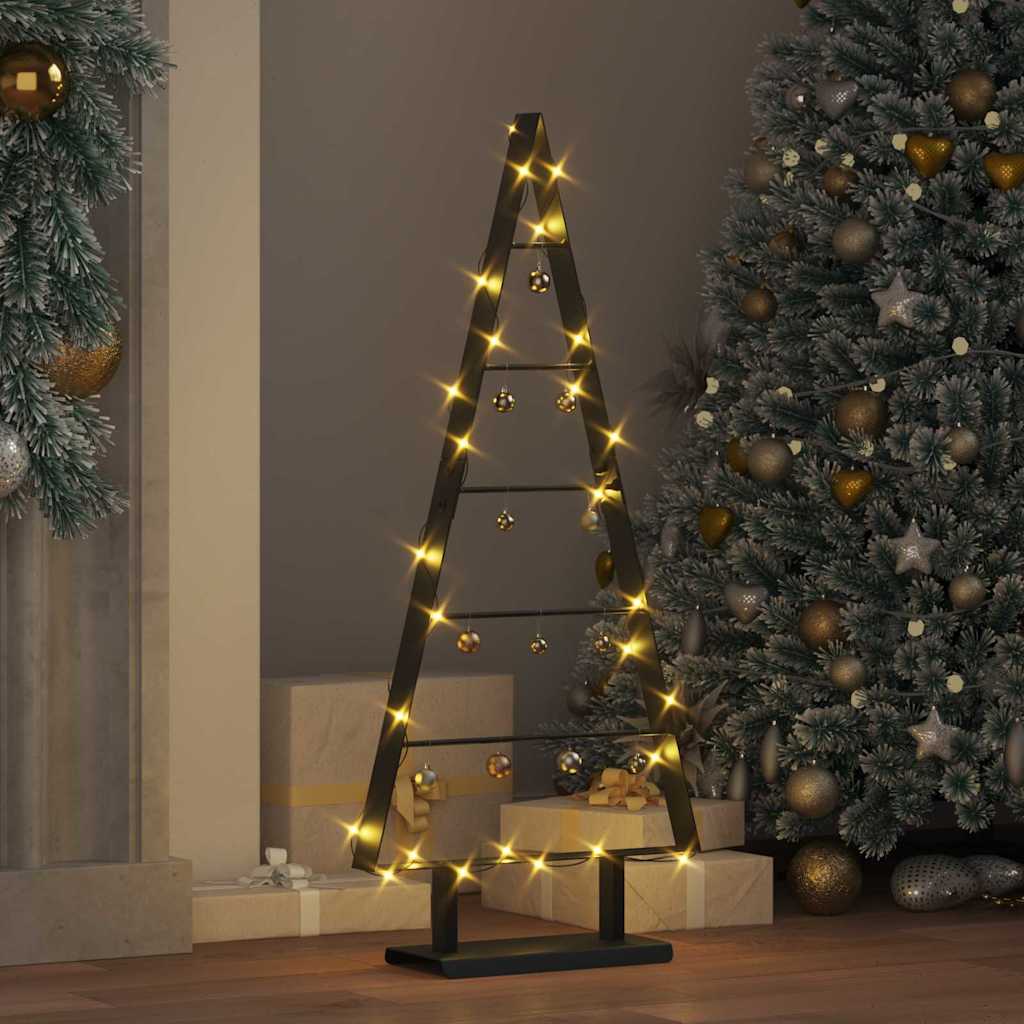 Árvore de Natal de metal com suporte Preto 90 cm Aço