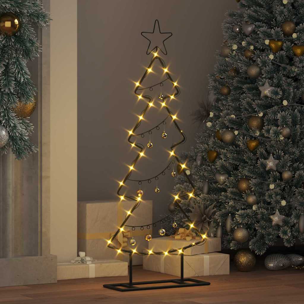 Árvore de Natal de metal com suporte Preto 90 cm Aço