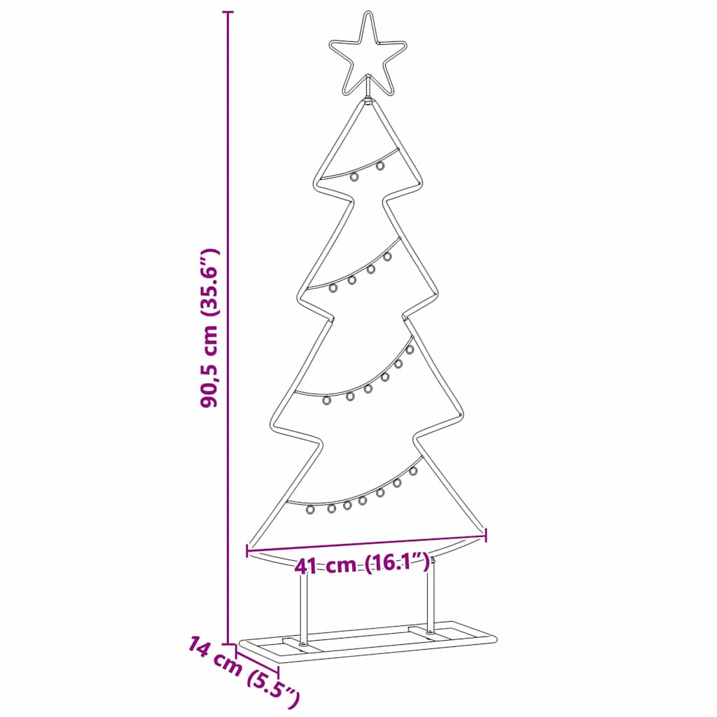Árvore de Natal de metal com suporte Preto 90 cm Aço