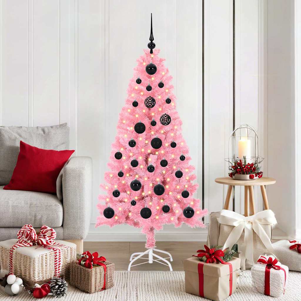 Árvore de Natal com 150 LEDs com suporte Rosa 150 cm PVC