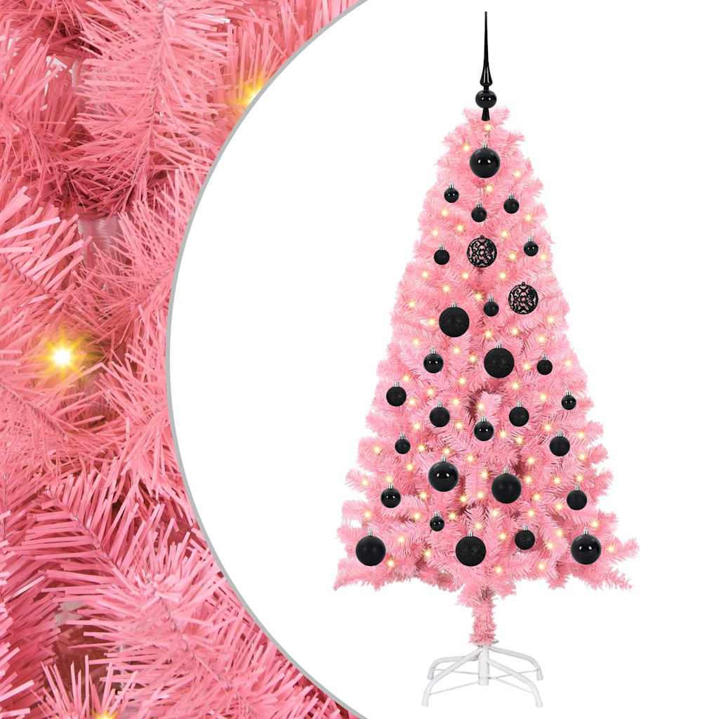 Árvore de Natal com 150 LEDs com suporte Rosa 150 cm PVC