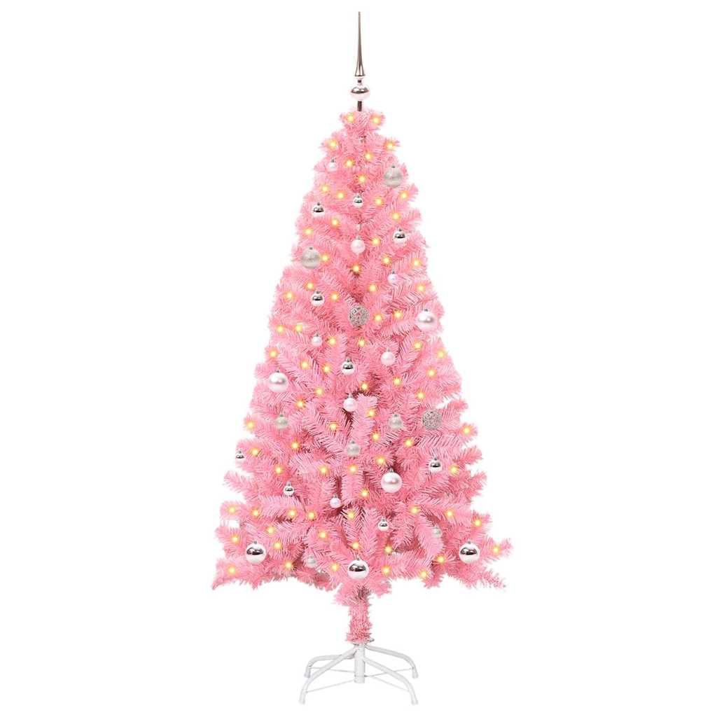 Árvore de Natal com 150 LEDs com suporte Rosa 150 cm PVC