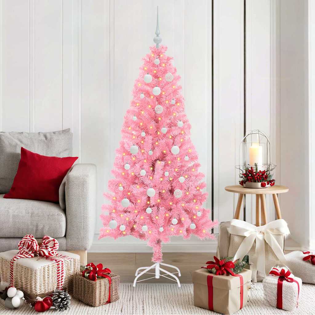 Árvore de Natal com 150 LEDs com suporte Rosa 150 cm PVC