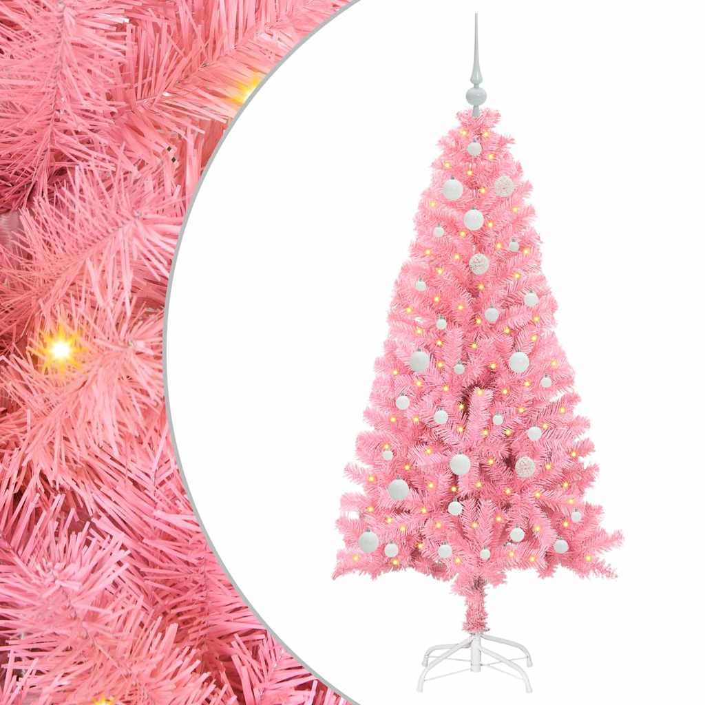 Árvore de Natal com 150 LEDs com suporte Rosa 150 cm PVC