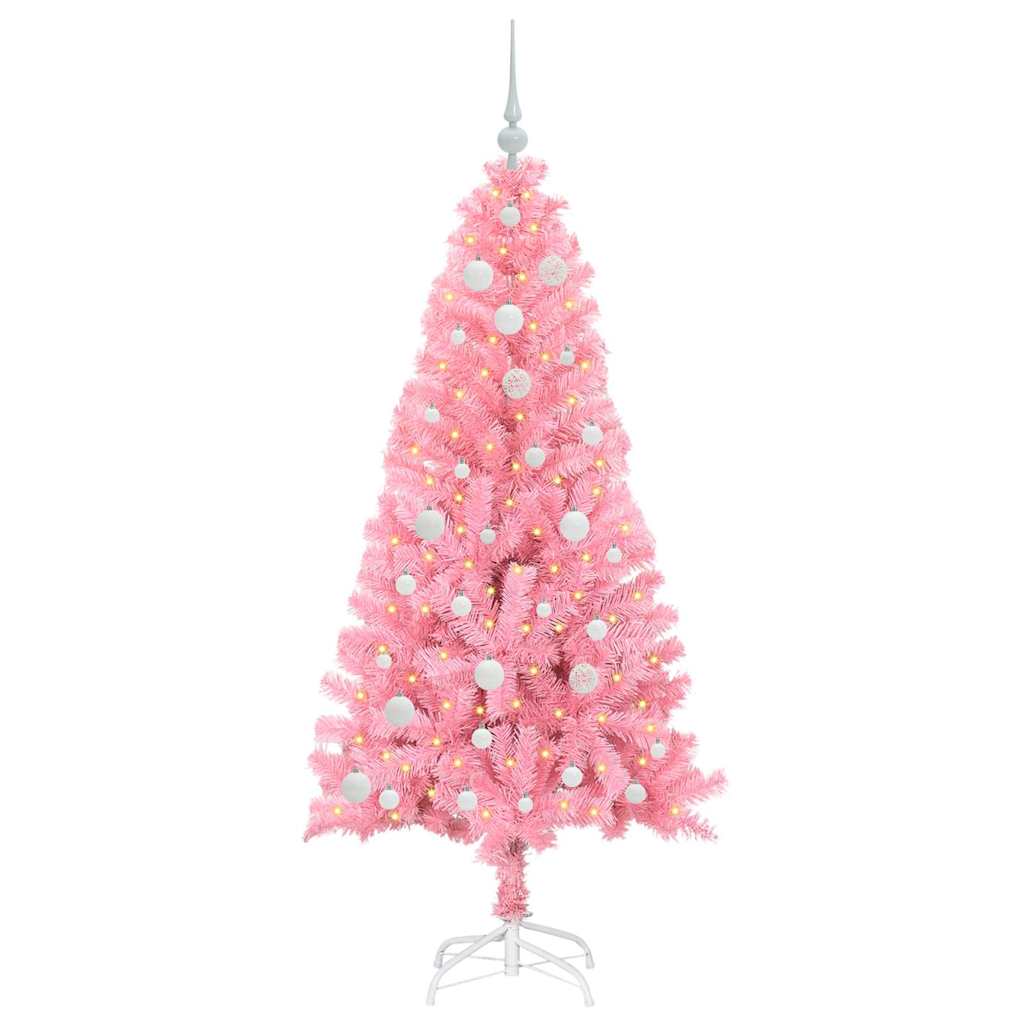 Árvore de Natal com 150 LEDs com suporte Rosa 150 cm PVC