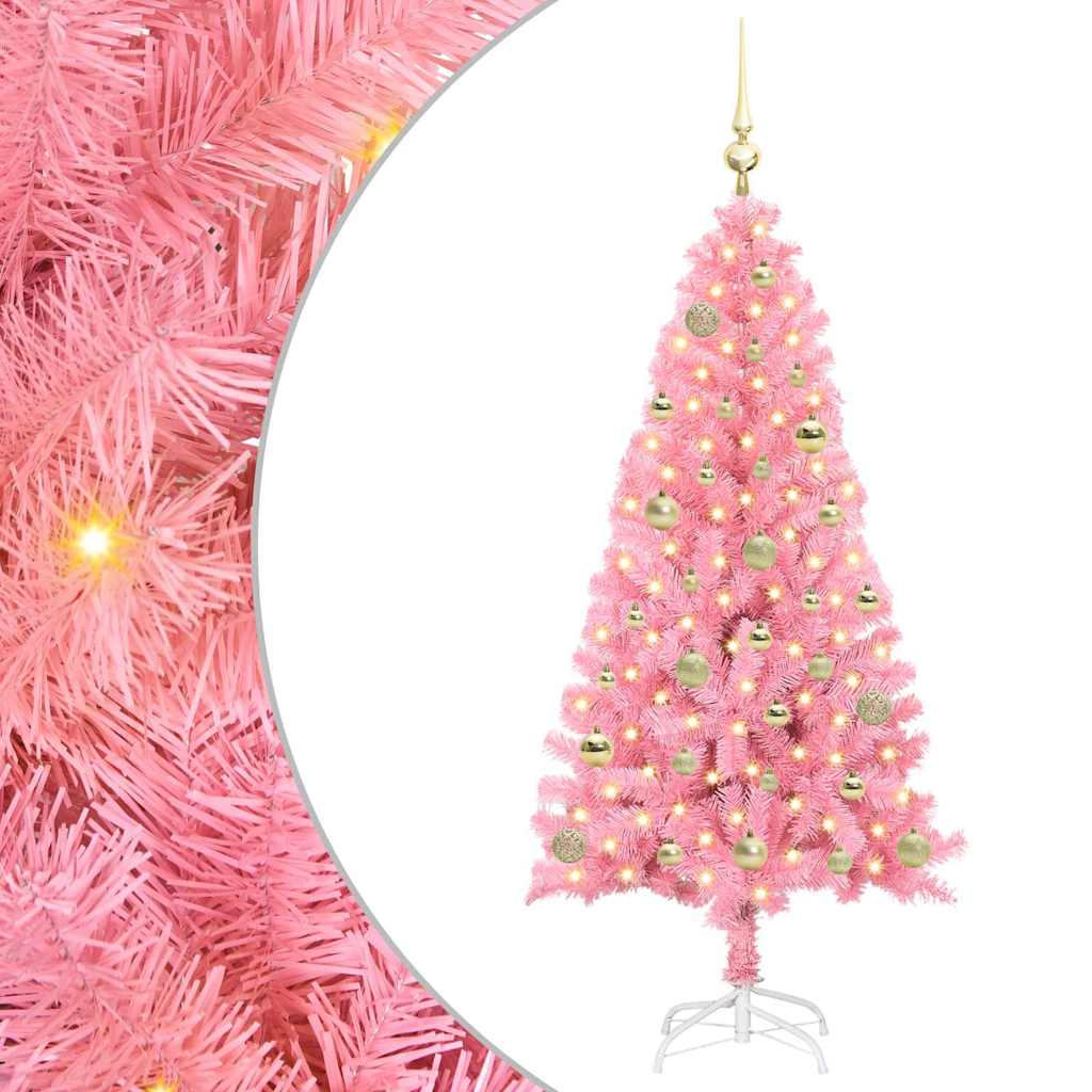 Árvore de Natal com 150 LEDs com suporte Rosa 150 cm PVC