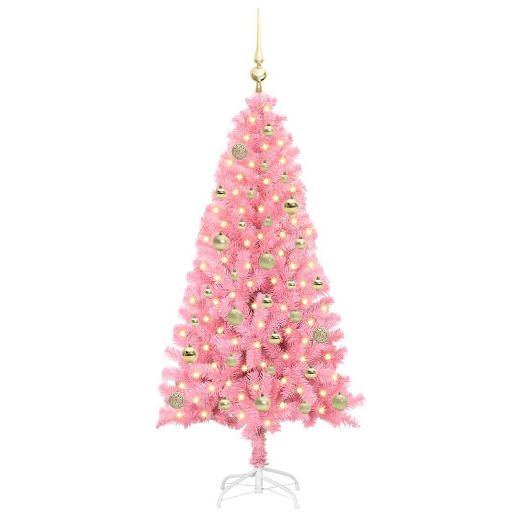 Árvore de Natal com 150 LEDs com suporte Rosa 150 cm PVC