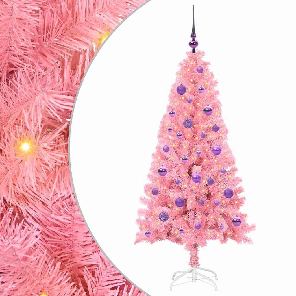 Árvore de Natal com 150 LEDs com suporte Rosa 150 cm PVC