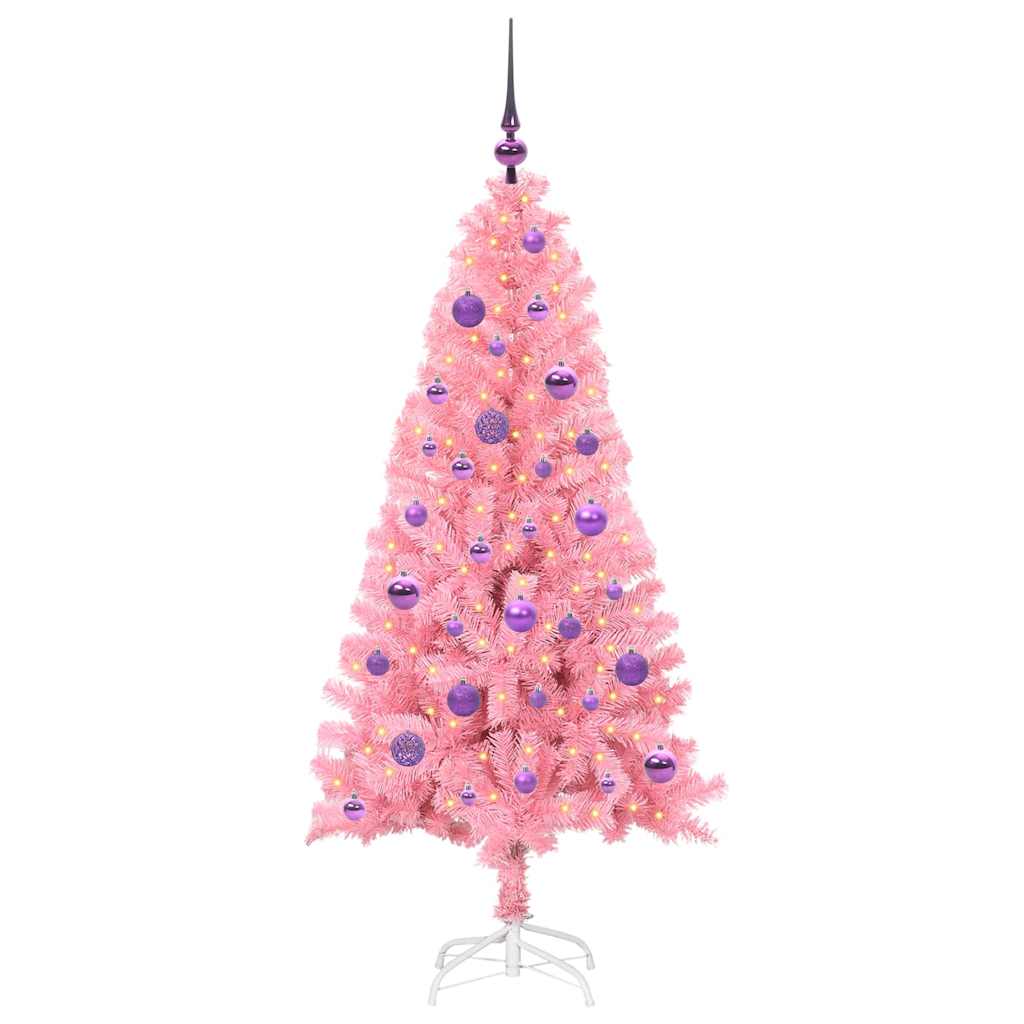 Árvore de Natal com 150 LEDs com suporte Rosa 150 cm PVC