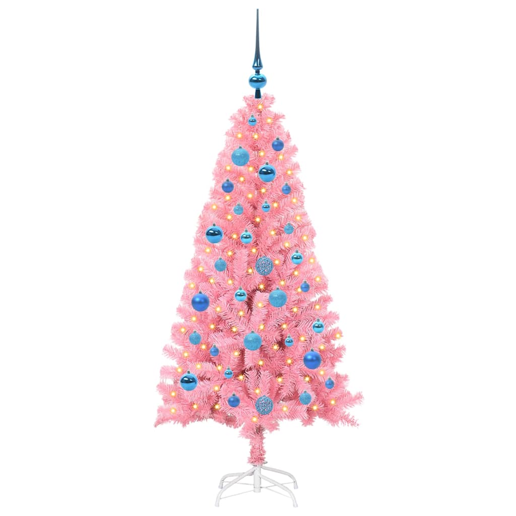Árvore de Natal com 150 LEDs com suporte Rosa 150 cm PVC