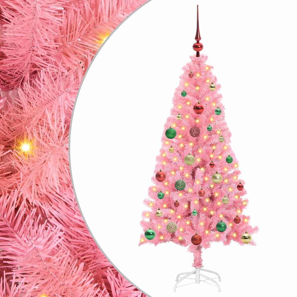 Árvore de Natal com 150 LEDs com suporte Rosa 150 cm PVC