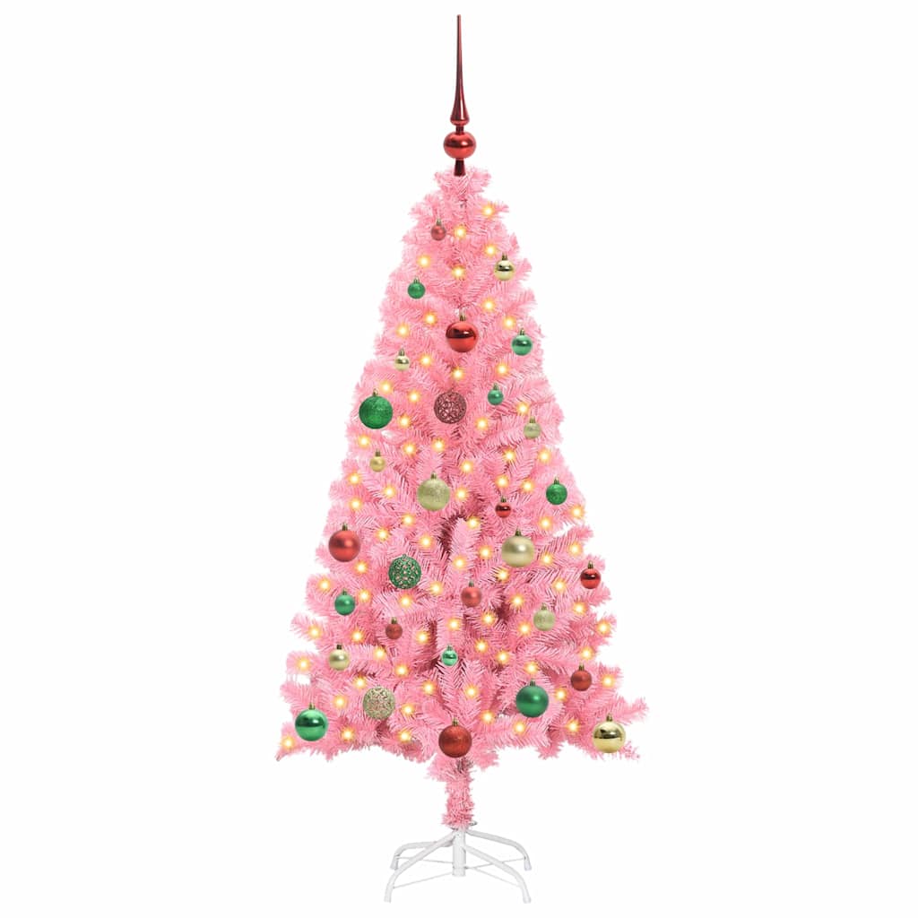 Árvore de Natal com 150 LEDs com suporte Rosa 150 cm PVC