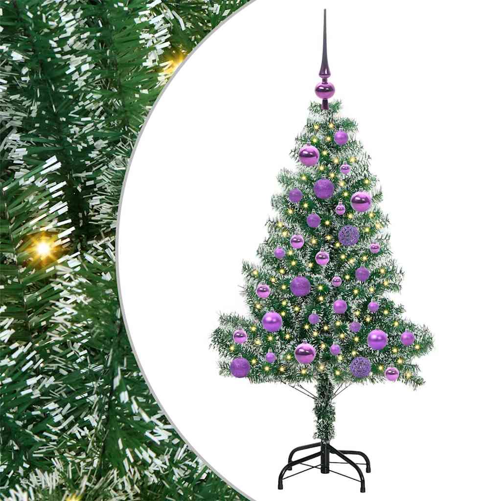 Árvore de Natal Artificial Coberta de Neve com Luzes de LED