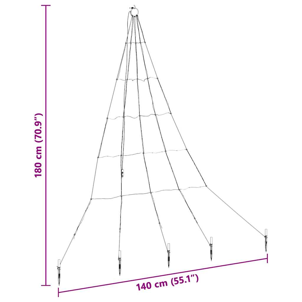 Árvore de Natal LED com Estacas para o Solo Branco quente