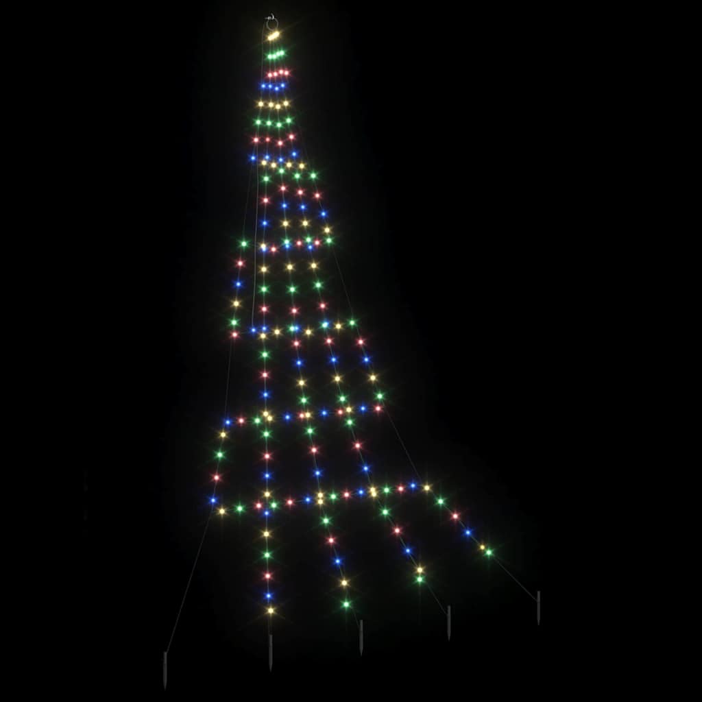 Árvore de Natal LED com Estacas para o Solo Multicolor 300 cm