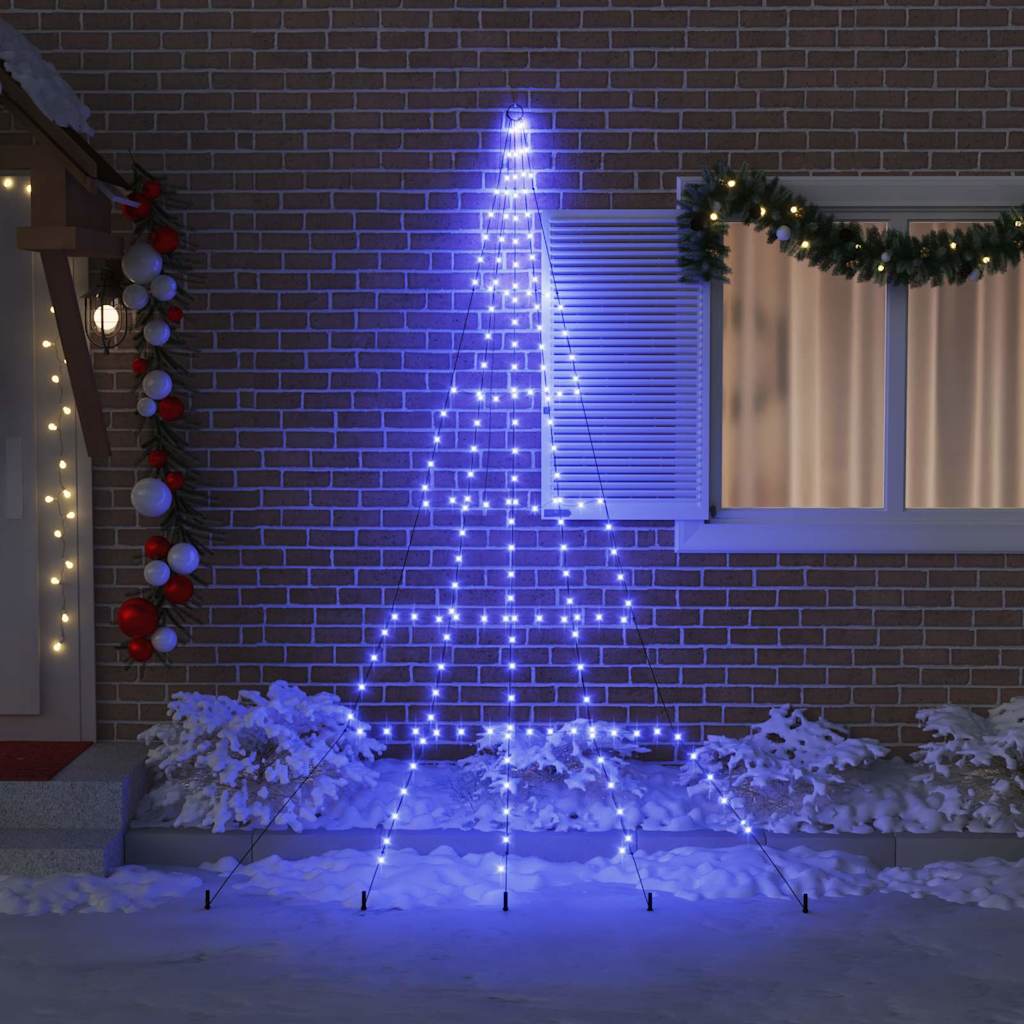 Árvore de Natal LED com Estacas para o Solo Azul 300 cm Metal