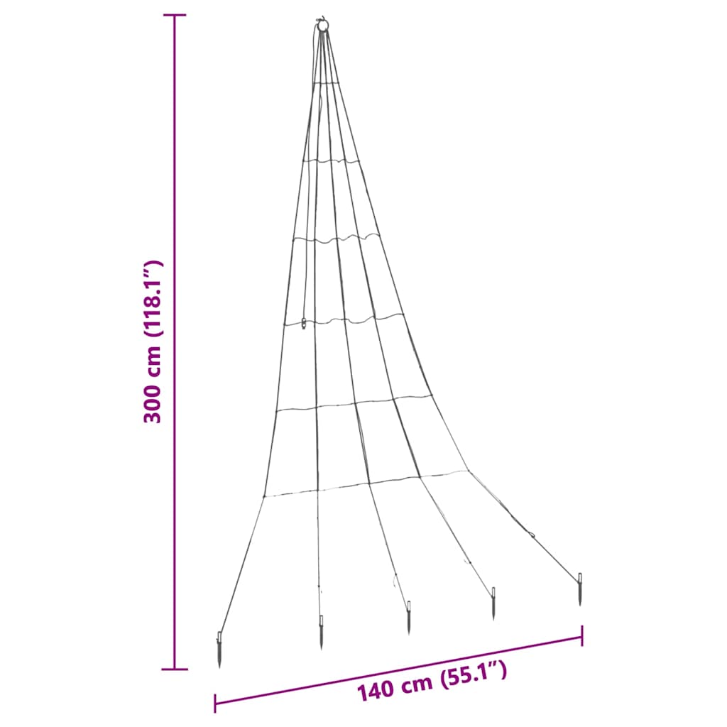 Árvore de Natal LED com Estacas para o Solo Azul 300 cm Metal