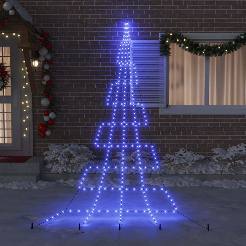 Árvore de Natal LED com Estacas para o Solo Azul 500 cm Metal
