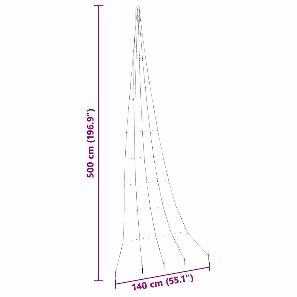 Árvore de Natal LED com Estacas para o Solo Azul 500 cm Metal