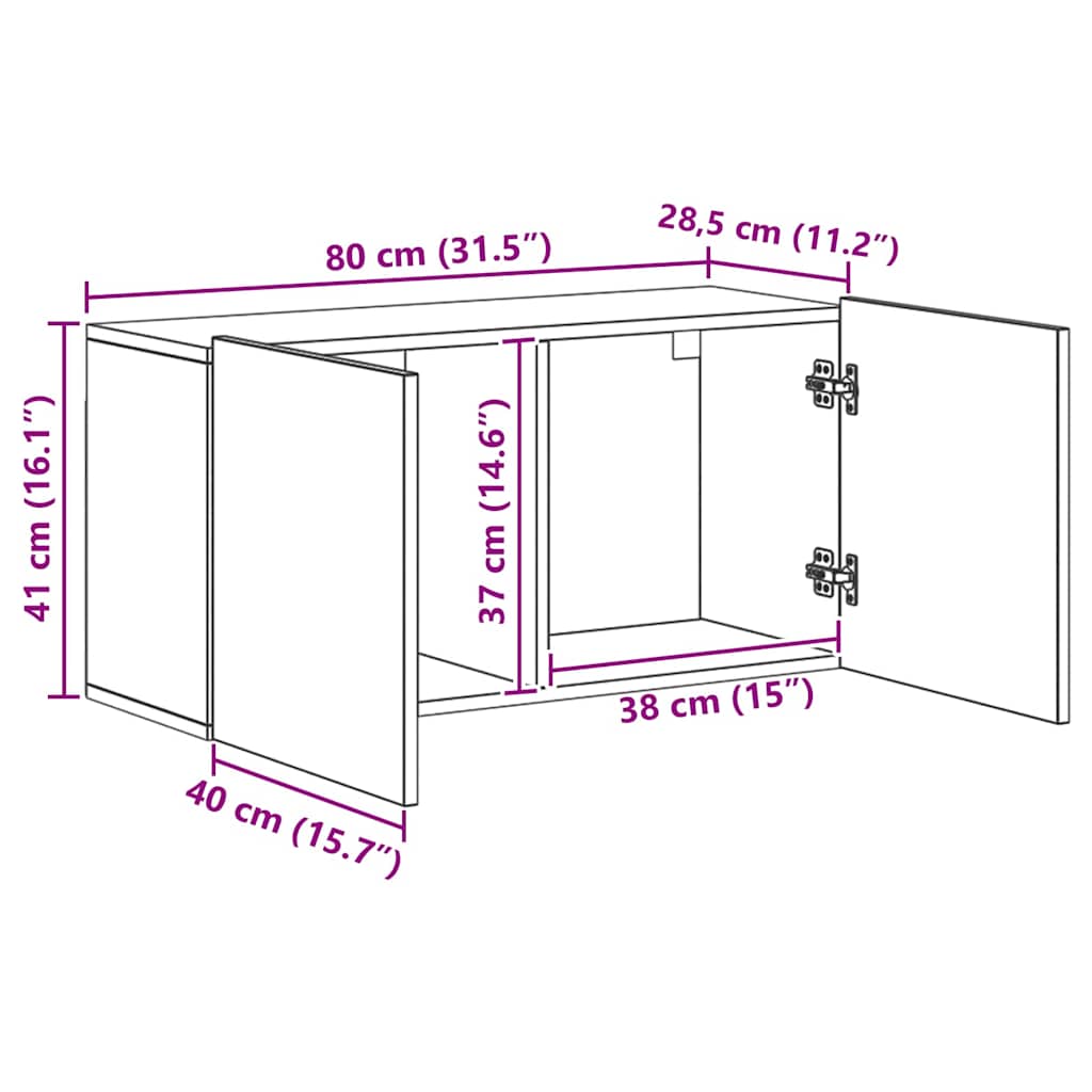 Unidade de TV de Parede 5 pcs Carvalho Preto Madeira processada