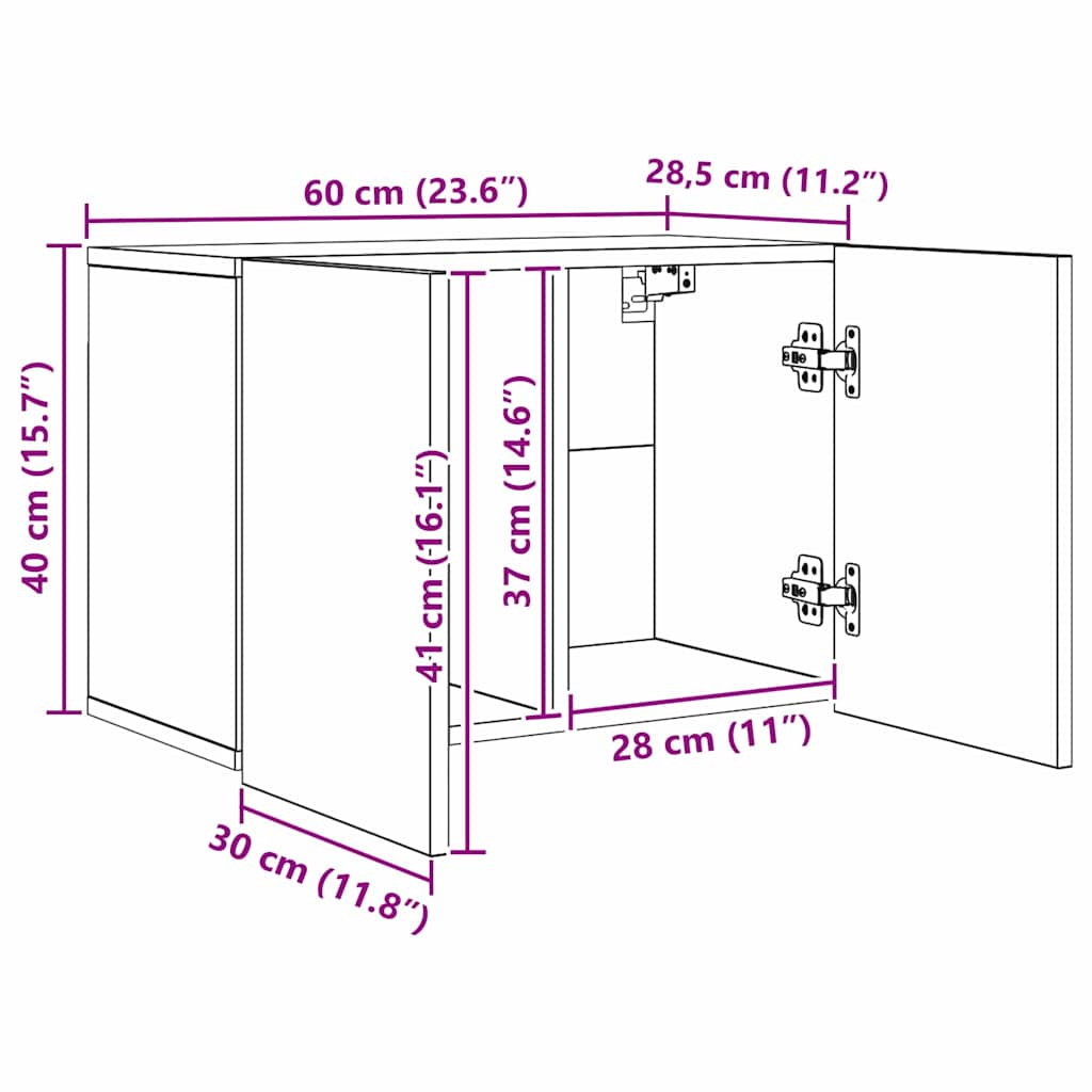 Unidade de TV de Parede 5 pcs Carvalho Preto Madeira processada