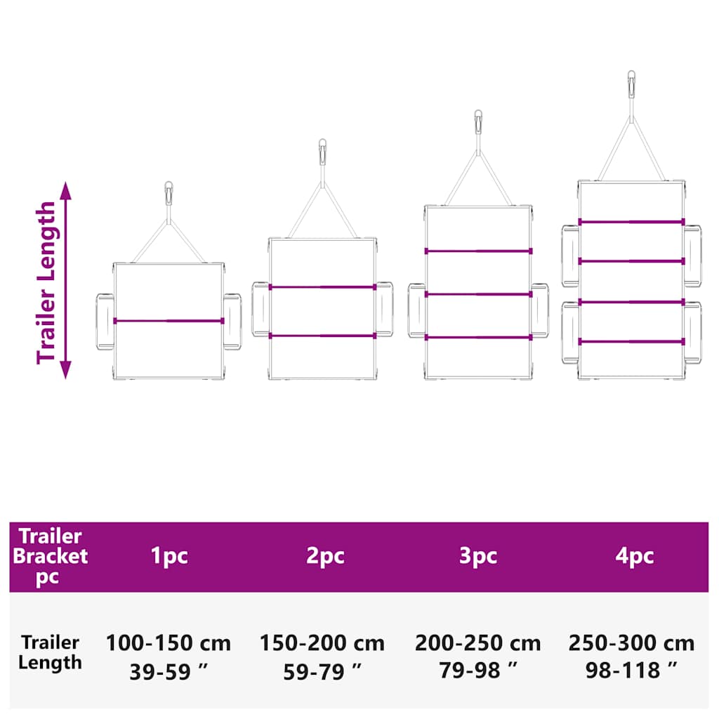 adequado para Suporte de Lona Plano 4 pcs Prateado 100-145 cm