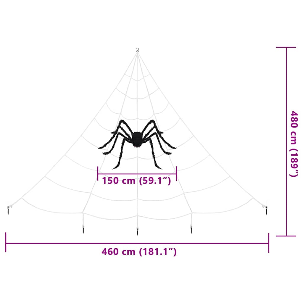 Decoração de Aranha de Halloween com Teias 4 pcs 150 cm