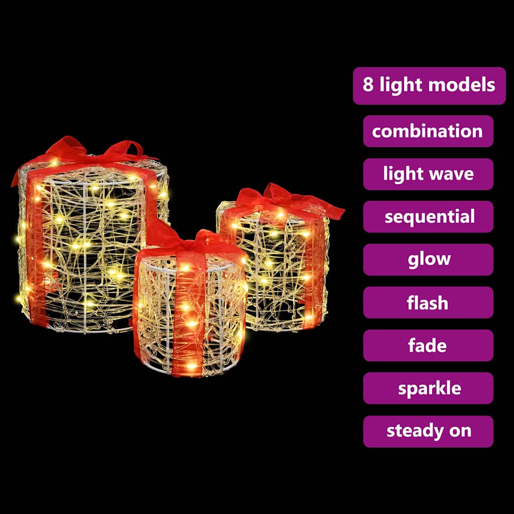 Decoração Caixa de Presente 3 pcs Azul 20 x 20 x 21 cm Acrílo