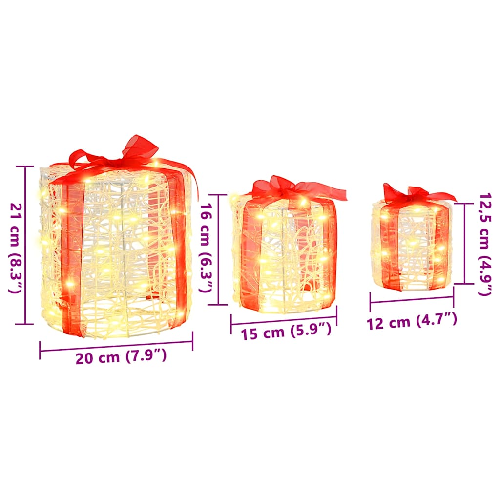 Decoração Caixa de Presente 3 pcs Azul 20 x 20 x 21 cm Acrílo