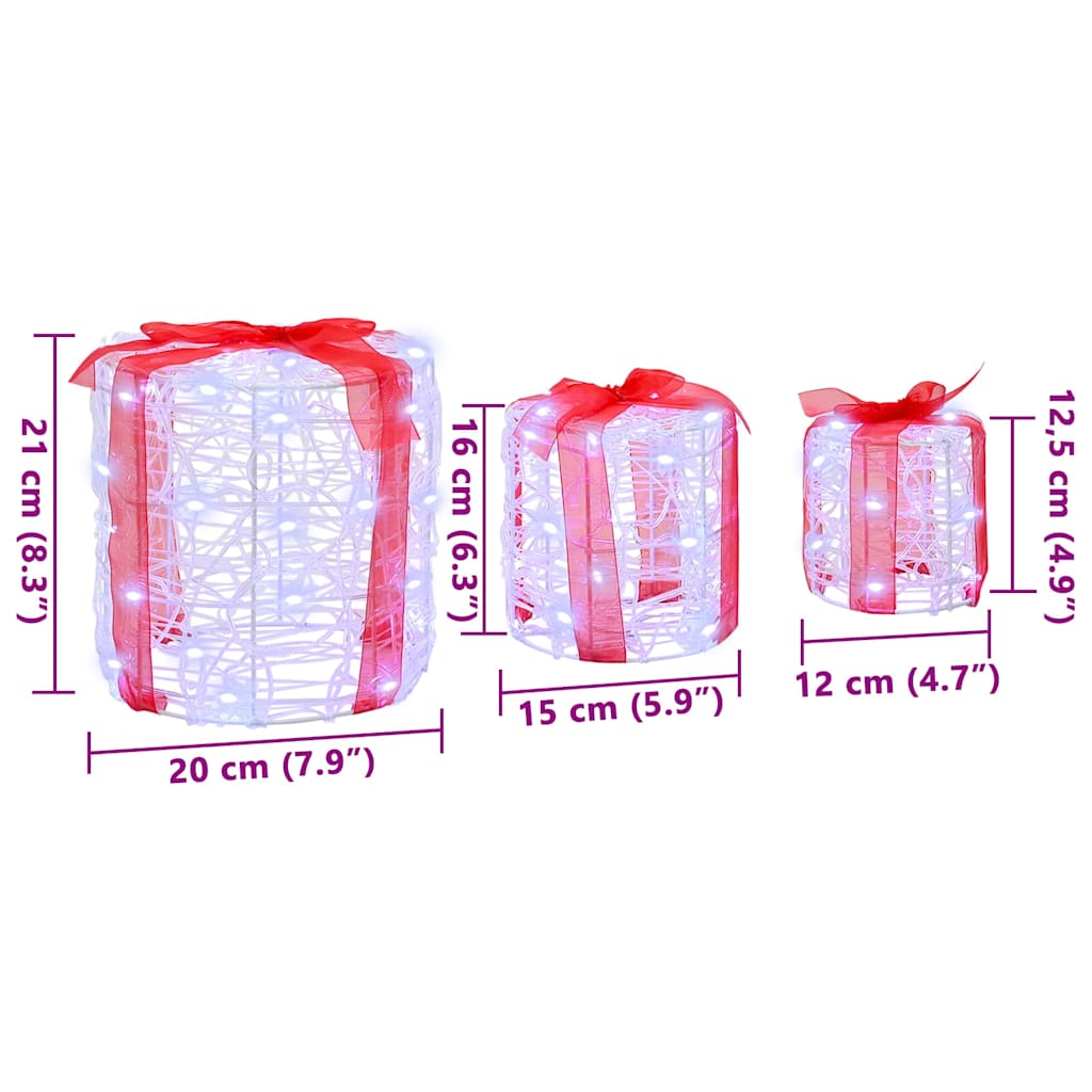 Decoração Caixa de Presente 3 pcs Azul 20 x 20 x 21 cm Acrílo