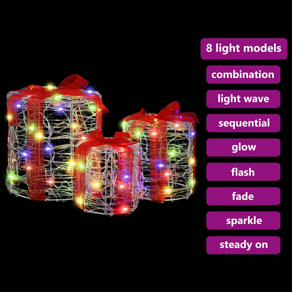 Decoração Caixa de Presente 3 pcs Azul 20 x 20 x 21 cm Acrílo