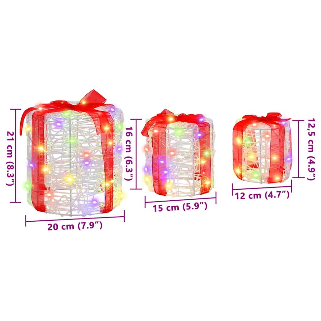 Decoração Caixa de Presente 3 pcs Azul 20 x 20 x 21 cm Acrílo