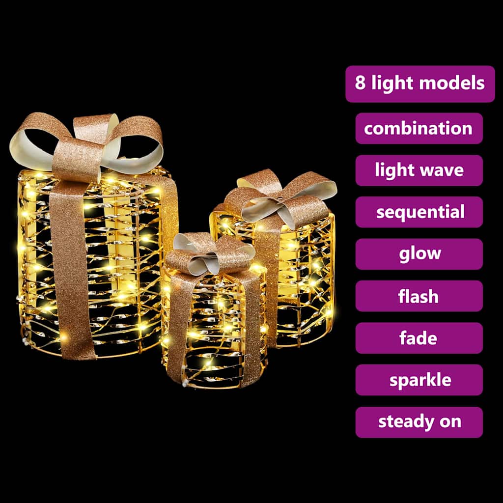 Decoração de Caixa de Presente 3 pcs Branco quente PET