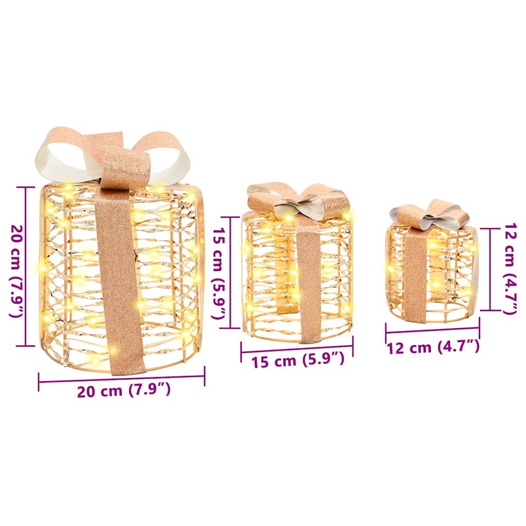 Decoração de Caixa de Presente 3 pcs Branco quente PET