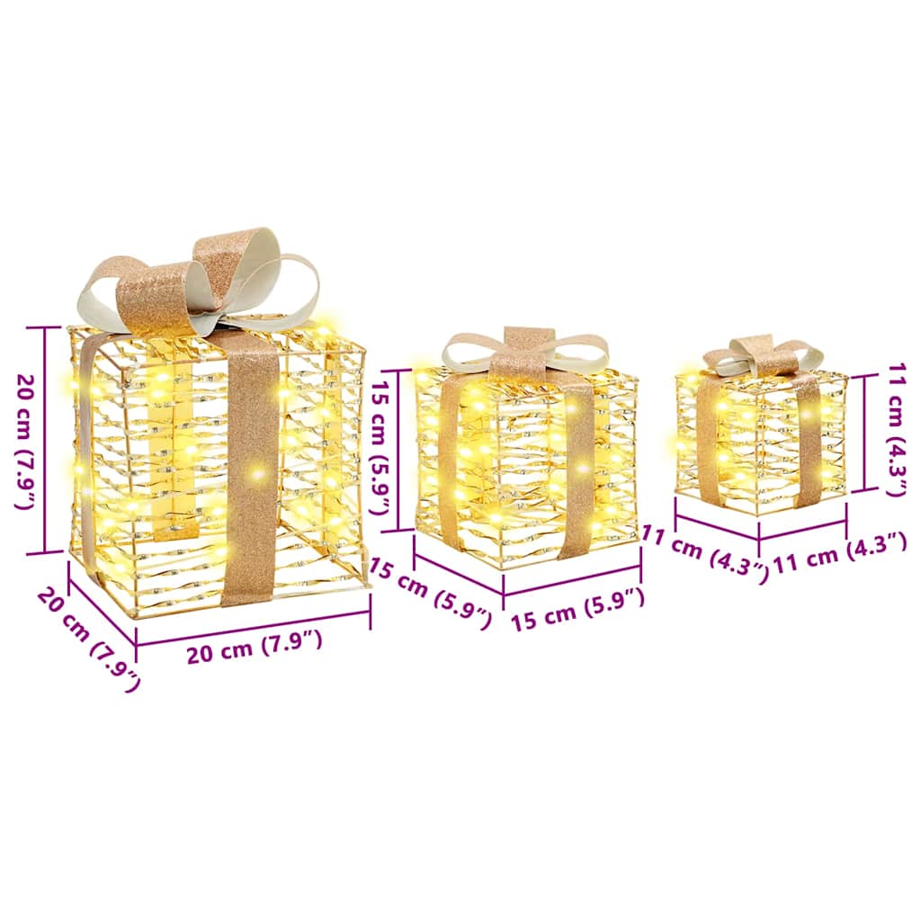 Caixa de Presente 3 pcs Branco quente 20 x 20 x 20 cm PET