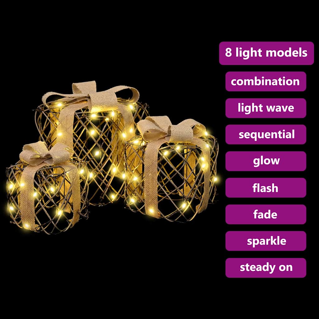 Caixa de Presente 3 pcs Branco quente 20 x 20 x 20 cm Vime