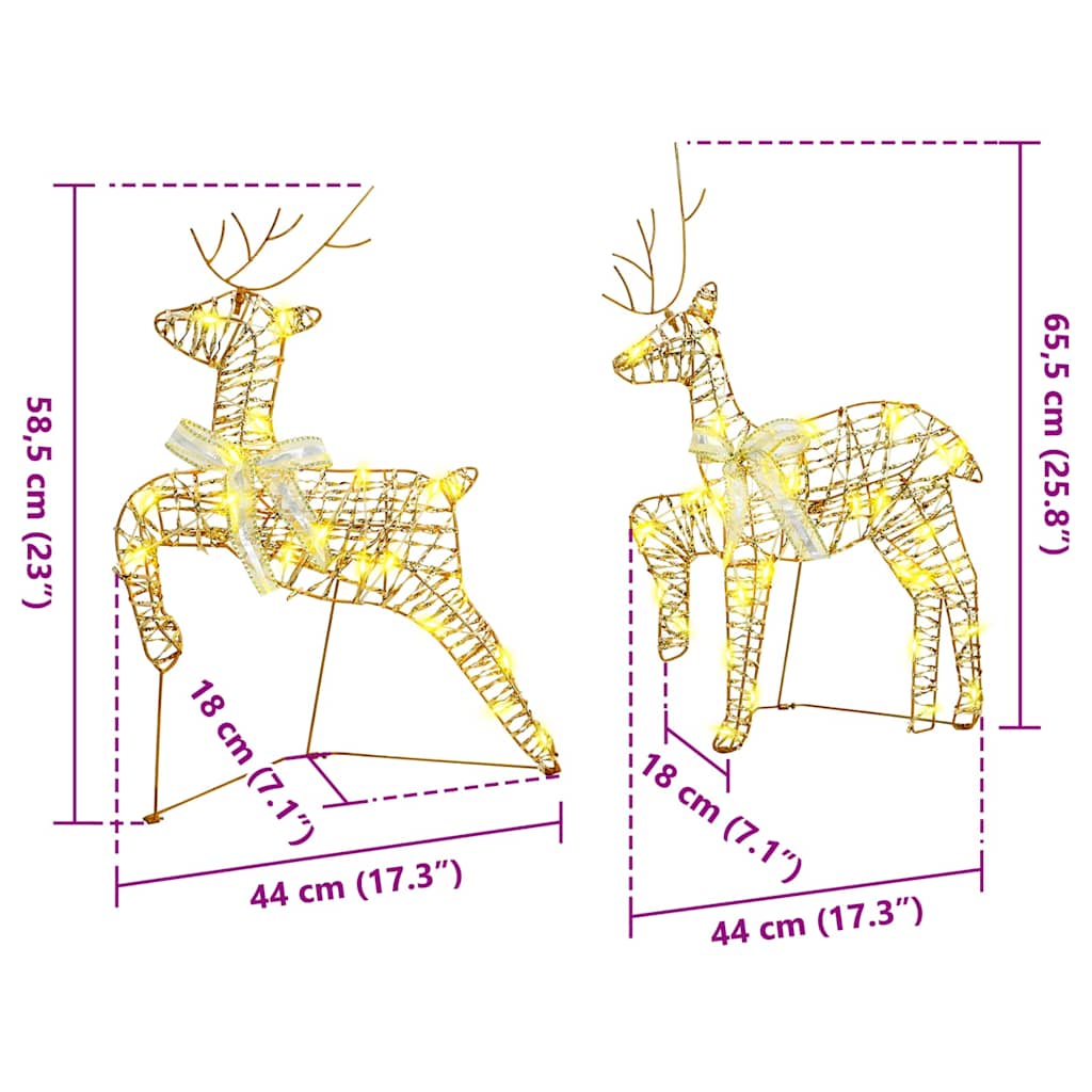 Renas de LED com 40 LEDs 2 pcs Branco quente PET