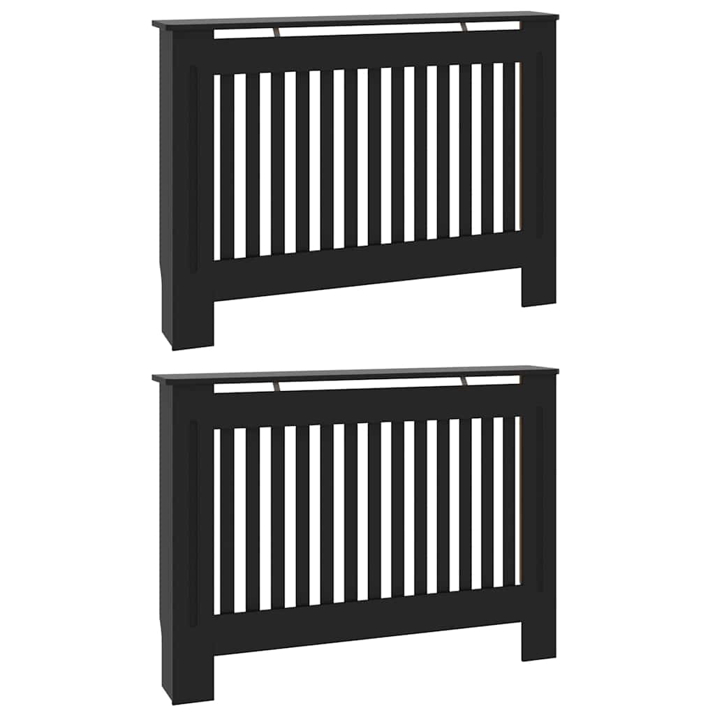 Capa de Radiador 2 pcs Preto 112x19x81,5cm Madeira processada