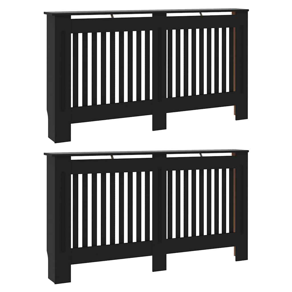 Capa de Radiador 2 pcs Preto 152x19x81,5cm Madeira processada