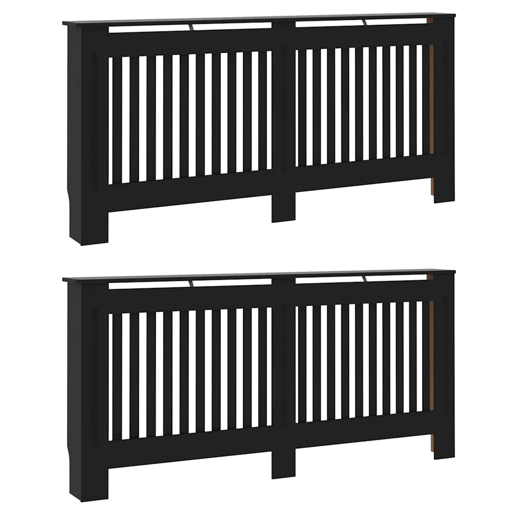 Capa de Radiador 2 pcs Preto 172x19x81,5cm Madeira processada